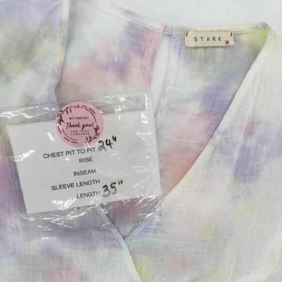 Anthropologie Stark X White Tie Dye Gauzy Pullover Cotton Large Drop Waist Dress - Picture 7 of 7